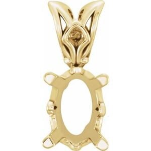 14K Gold Oval Scroll Pendant Mounting Available in 5x3mm - 22x16mm