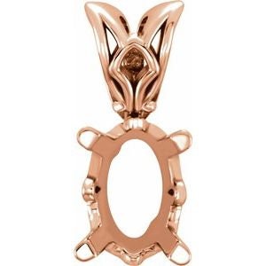 14K Gold Oval Scroll Pendant Mounting Available in 5x3mm - 22x16mm