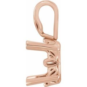 14K Gold Oval Scroll Pendant Mounting Available in 5x3mm - 22x16mm