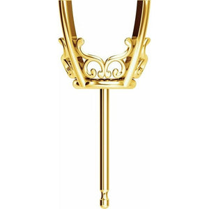 14K Gold Round 4-Prong Vintage-Inspired Scroll Earring Mounting Available in 5mm - 16mm