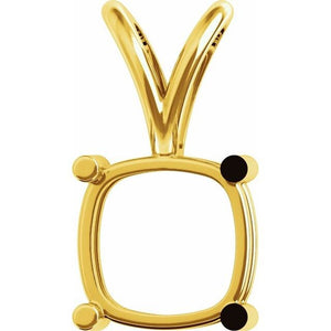 14K Gold Cushion 4-Prong Pendant Mounting Available in 5x5mm - 8x8mm