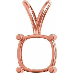 14K Gold Cushion 4-Prong Pendant Mounting Available in 5x5mm - 8x8mm