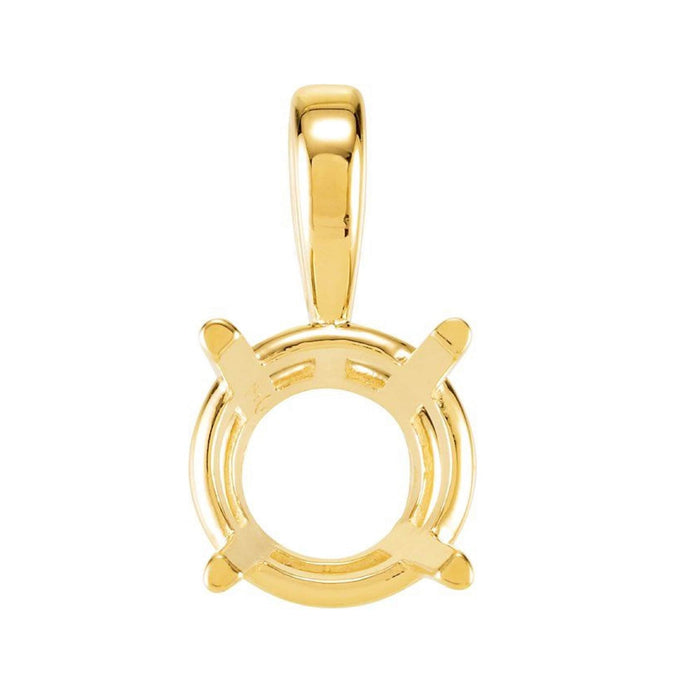 14K Gold Round 4-Prong Pendant Mounting Available in 2.5mm - 16mm