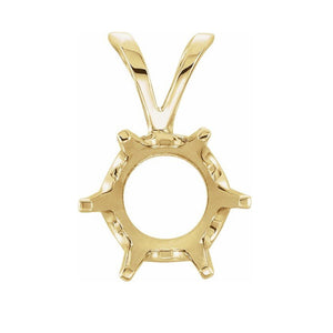 14K Gold Round 6-Prong Low Base Pendant Mounting Available in 2.40mm - 8.20mm