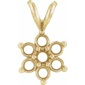 14K Gold Round 7-Stone Cluster Pendant Available in 1.7MM - 4.1MM