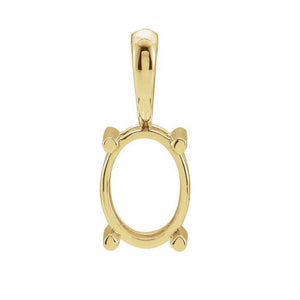 14K Gold Oval 4-Prong Cabochon Pendant Mounting Available in 5x3mm - 12x10mm