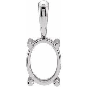 14K Gold Oval 4-Prong Cabochon Pendant Mounting Available in 5x3mm - 12x10mm