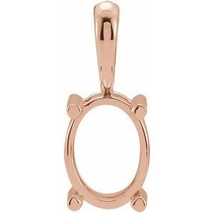 14K Gold Oval 4-Prong Cabochon Pendant Mounting Available in 5x3mm - 12x10mm