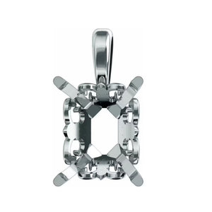 14K Gold Emerald 4-Prong Fleur-de-lis Pendant Mounting Available in 6x4mm - 10x8mm