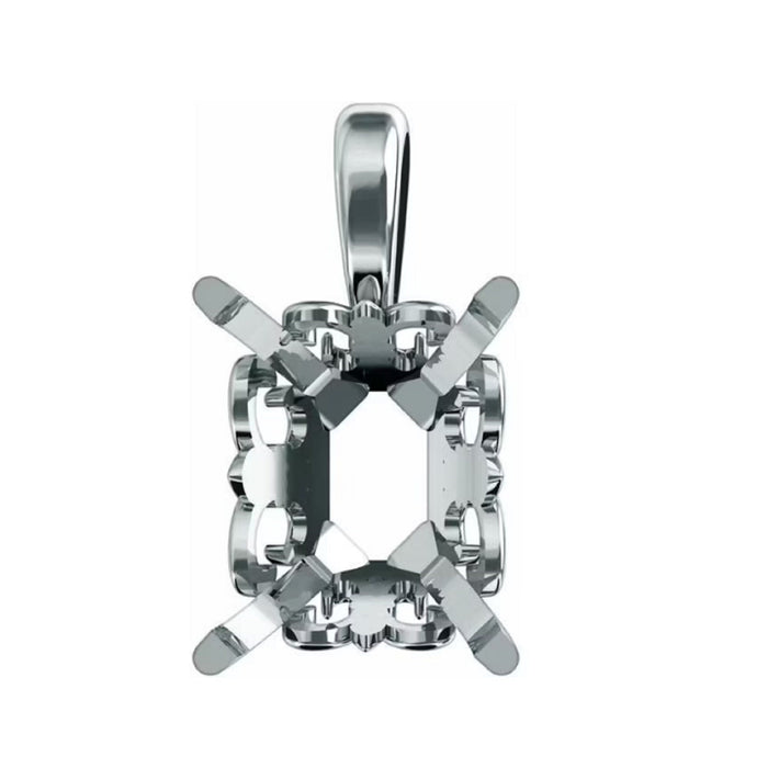 14K Gold Emerald 4-Prong Fleur-de-lis Pendant Mounting Available in 6x4mm - 10x8mm