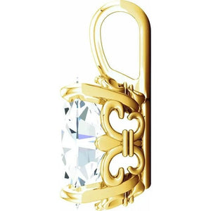 14K Gold Oval 4-Prong Fleur-de-lis Pendant Mounting Available in 6x4mm - 12x10mm