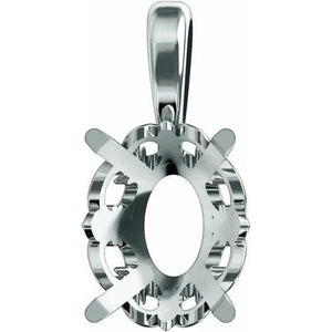 14K Gold Oval 4-Prong Fleur-de-lis Pendant Mounting Available in 6x4mm - 12x10mm