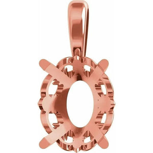 14K Gold Oval 4-Prong Fleur-de-lis Pendant Mounting Available in 6x4mm - 12x10mm