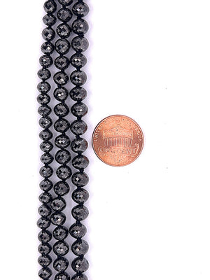 14k White Gold Clasp Knotted Round Faceted Black Diamond Bead Necklace Available in 19''/20''/22'' Inch