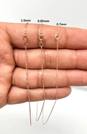 14K Rose Gold Singapore Chain 18 inches Available in 0.7mm - 1mm Thickness