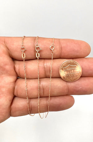 14K Rose Gold Singapore Chain 18 inches Available in 0.7mm - 1mm Thickness