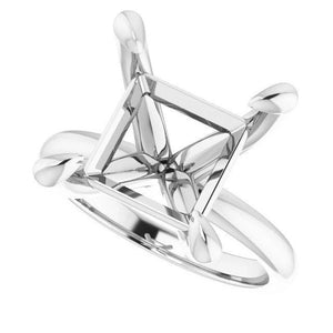 14K Gold Square Solitaire Engagement Ring Mounting Available in 4x4mm - 10x10mm