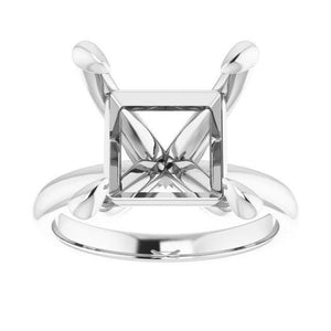 14K Gold Square Solitaire Engagement Ring Mounting Available in 4x4mm - 10x10mm