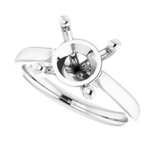 14K Gold Round Solitaire Engagement Ring Mounting Available in 4.1mm - 12mm