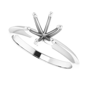 14K Gold Round 6-Prong Light Solitaire Ring Mounting - Jewelry Setting