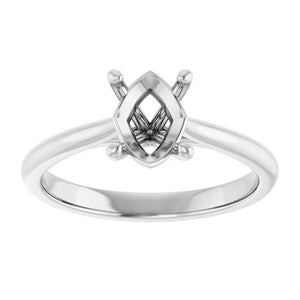 14K Gold Oval Solitaire Engagement Ring Mounting Available in 6x4mm - 12x10mm