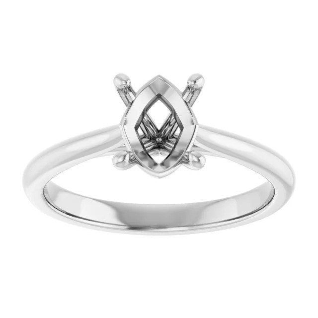14K Gold Oval Solitaire Engagement Ring Mounting Available in 6x4mm - 12x10mm