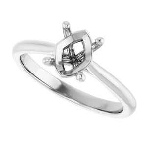 14K Gold Oval Solitaire Engagement Ring Mounting Available in 6x4mm - 12x10mm