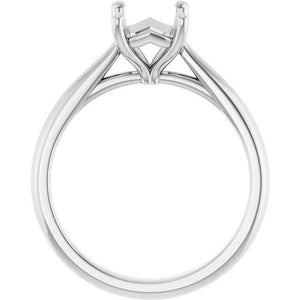 14K Gold Emerald Solitaire Engagement Ring Mounting Available in 6x4mm - 12x10mm