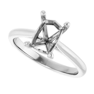14K Gold Emerald Solitaire Engagement Ring Mounting Available in 6x4mm - 12x10mm