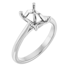 14K Gold Emerald Solitaire Engagement Ring Mounting Available in 6x4mm - 12x10mm