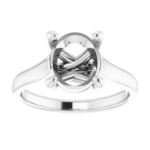 14K Gold Oval Solitaire Engagement Ring Mounting Available in 6x4mm - 12x10mm