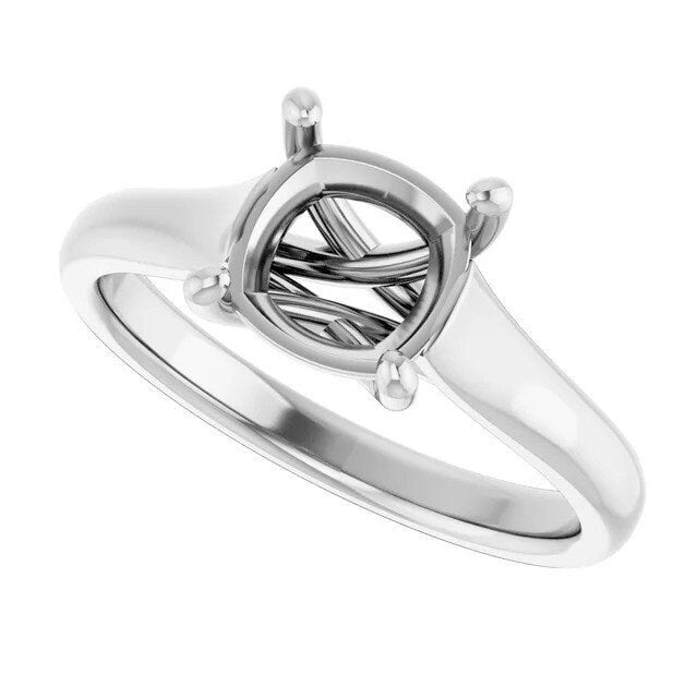 14K Gold Cushion Solitaire Engagement Ring Mounting Available in 5x5mm - 10x10mm
