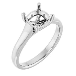 14K Gold Cushion Solitaire Engagement Ring Mounting Available in 5x5mm - 10x10mm