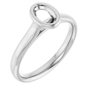 14K Gold Oval Bezel Solitaire Engagement Ring Mounting Available in 6x4mm - 9x7mm