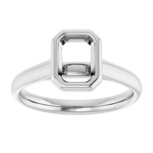 14K Gold Emerald Bezel Solitaire Engagement Ring Mounting Available in 6x4mm - 10x8mm
