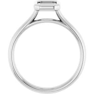 14K Gold Emerald Bezel Solitaire Engagement Ring Mounting Available in 6x4mm - 10x8mm