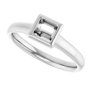 14K Gold Square Bezel Solitaire Engagement Ring Mounting Available in 4x4mm - 8x8mm