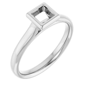 14K Gold Square Bezel Solitaire Engagement Ring Mounting Available in 4x4mm - 8x8mm
