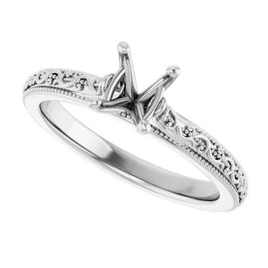 14K Gold Oval Solitaire Engagement Ring Mounting Available in 5x3mm - 10x8mm
