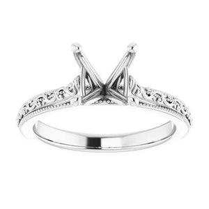 14K Gold Square Solitaire Engagement Ring Mounting Available in 4x4mm - 10x10mm