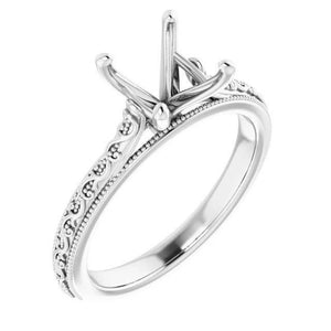 14K Gold Square Solitaire Engagement Ring Mounting Available in 4x4mm - 10x10mm