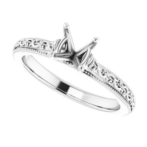14K Gold Round Solitaire Engagement Ring Mounting Available in 4.1mm - 10mm