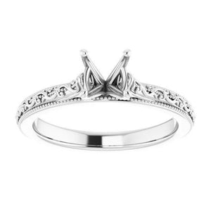 14K Gold Round Solitaire Engagement Ring Mounting Available in 4.1mm - 10mm