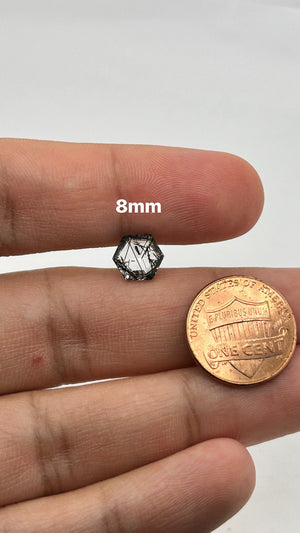 Loose Black Rutile Quartz Gemstone - Hexagon Shape 8x8mm for Jewelry Making