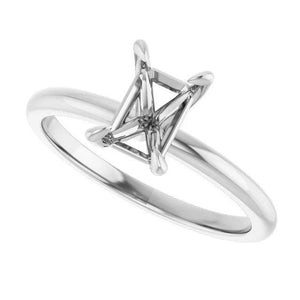 14K Gold Emerald Solitaire Engagement Ring Mounting Available in 6x4mm - 12x10mm