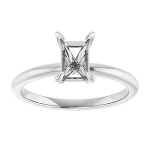 14K Gold Emerald Solitaire Engagement Ring Mounting Available in 6x4mm - 12x10mm