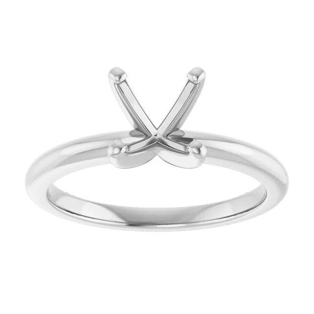 14K Gold Round Solitaire Engagement Ring Mounting Available in 4.1mm - 12mm
