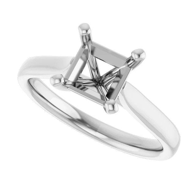 14K Gold Square Solitaire Engagement Ring Mounting Available in 4x4mm - 10x10mm
