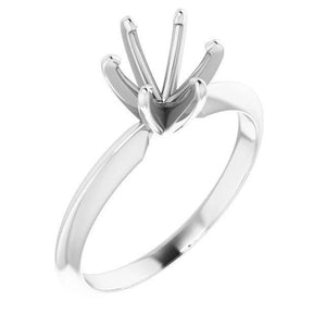14K Gold Round 6-Prong Light Solitaire Ring Mounting - Jewelry Setting