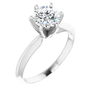 14K Gold Round 6-Prong Light Solitaire Ring Mounting - Jewelry Setting